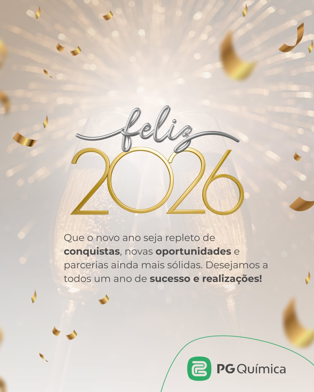 ✨ 2025 foi um ano de muitas conquistas, aprendizados e crescimento. Agradecemos a confiança de cada cliente, parceiro e colaborador que fez parte dessa trajetória. Que o novo ano seja repleto de novas oportunidades, conquistas ainda maiores e parcerias cada vez mais sólidas. Desejamos a todos um ano de sucesso e muitas realizações! ✨🎆 #AnoNovo #Gratidão #Conquistas #NovosCaminhos #Parcerias #PGQuímica #Sucesso #Realizações